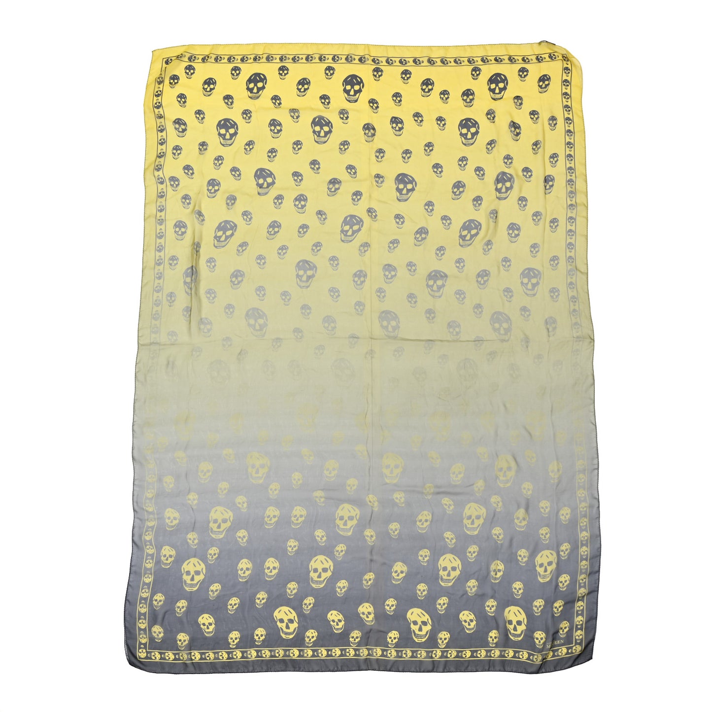 Silk Chiffon Skull Scarf Black Yellow