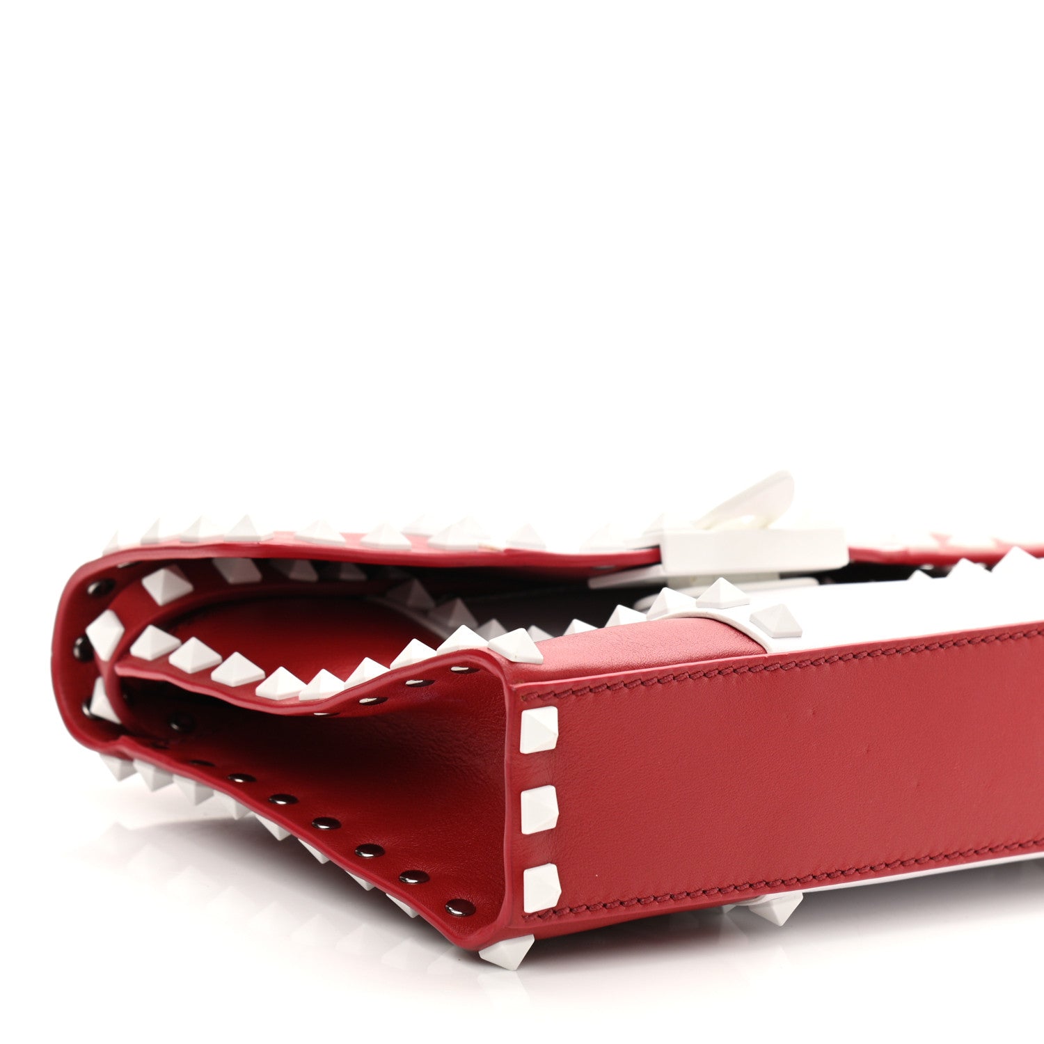 Valentino Garavani Vitello Colorblock Medium Free Rockstud Flip Lock Crossbody Bag Rosso Valentino Optic White 9 of 12