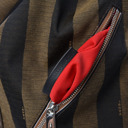 Fendi Fabric Jacquard Cuoio Romano Vitello Pequin Bi-Color FF 1974 Embossed Mon Tresor Holdall Bag Tobacco Moro Rosso Malboro Maya Black 9 of 12