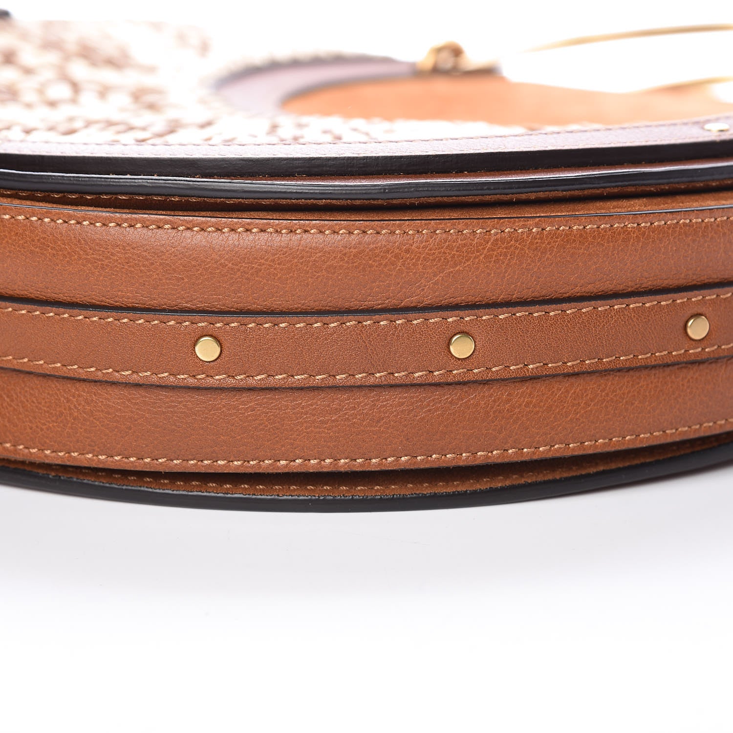 Chloe Calfskin Suede Raffia Medium Pixie Bag Caramel 11 of 14
