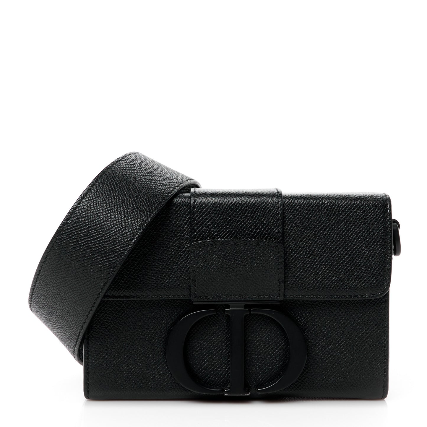 Ultra Matte Grained Calfskin 30 Montaigne Box Bag Black