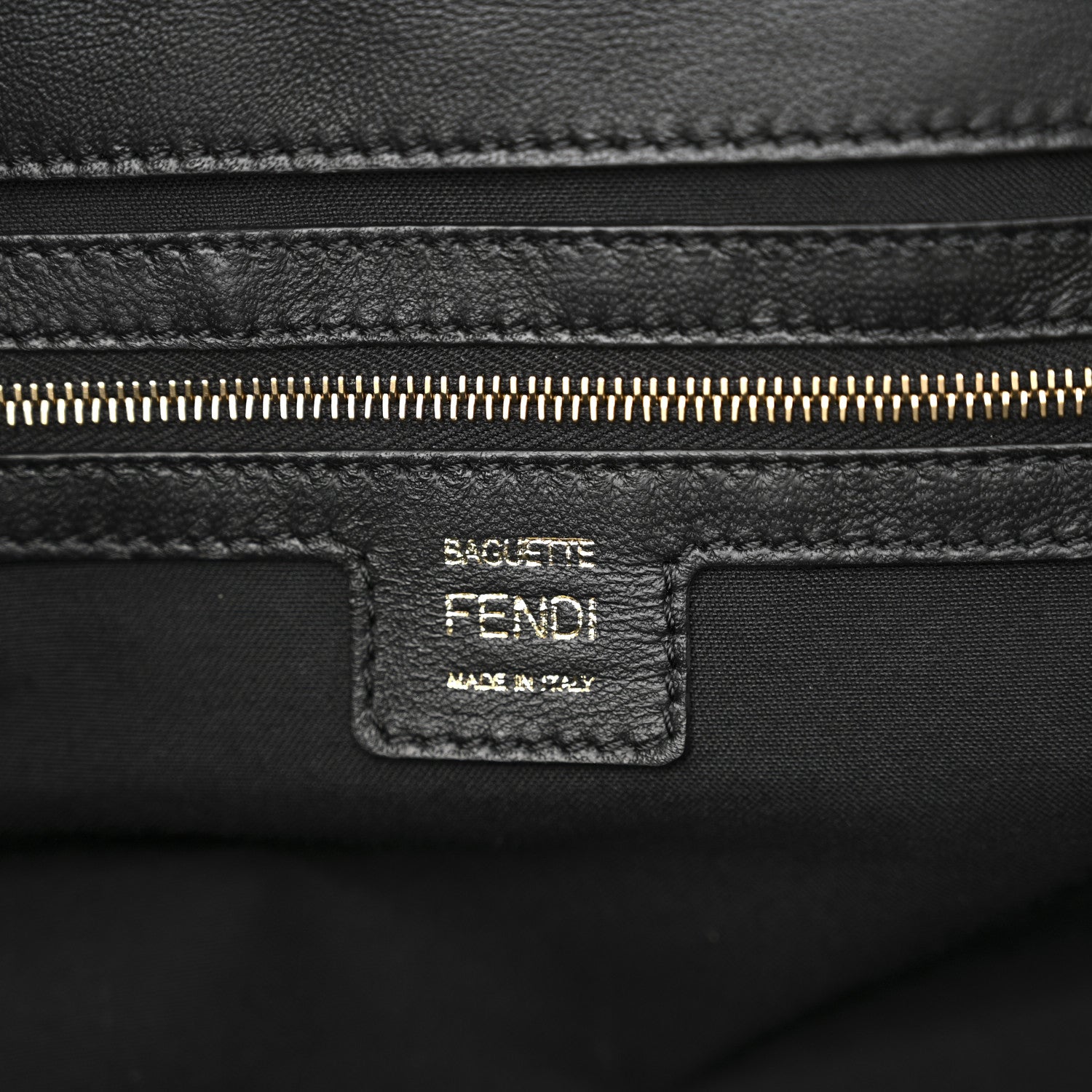 Fendi Nappa FF 1974 Embossed Large Baguette Black 6 of 11