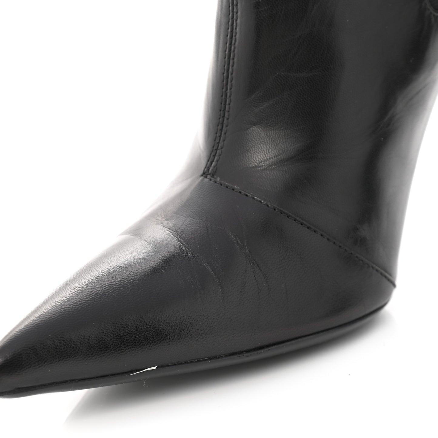 Shiny Sheepskin Pointed Toe Booties 40 Black
