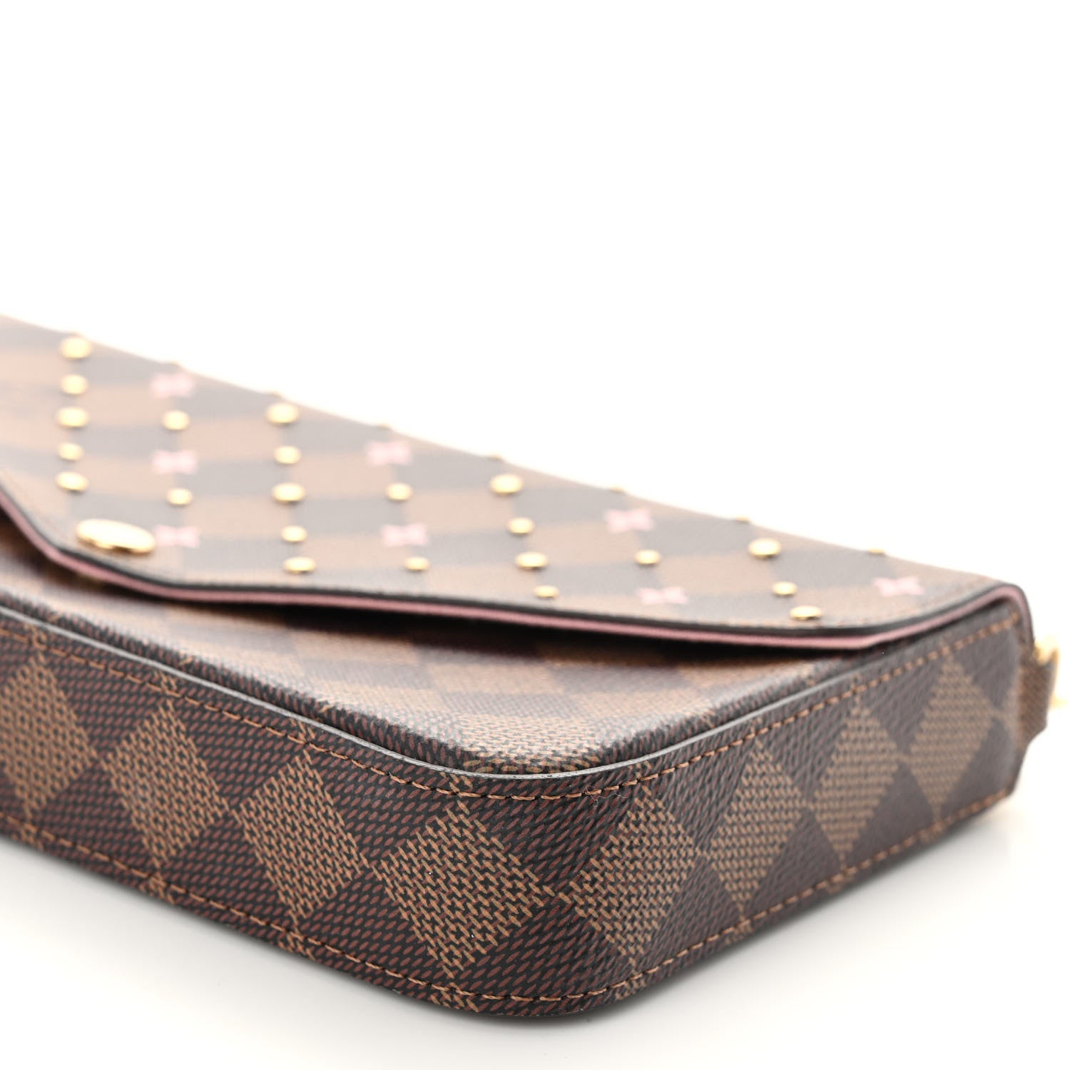Louis Vuitton Damier Ebene Studded Pochette Felicie Chain Wallet 10 of 10