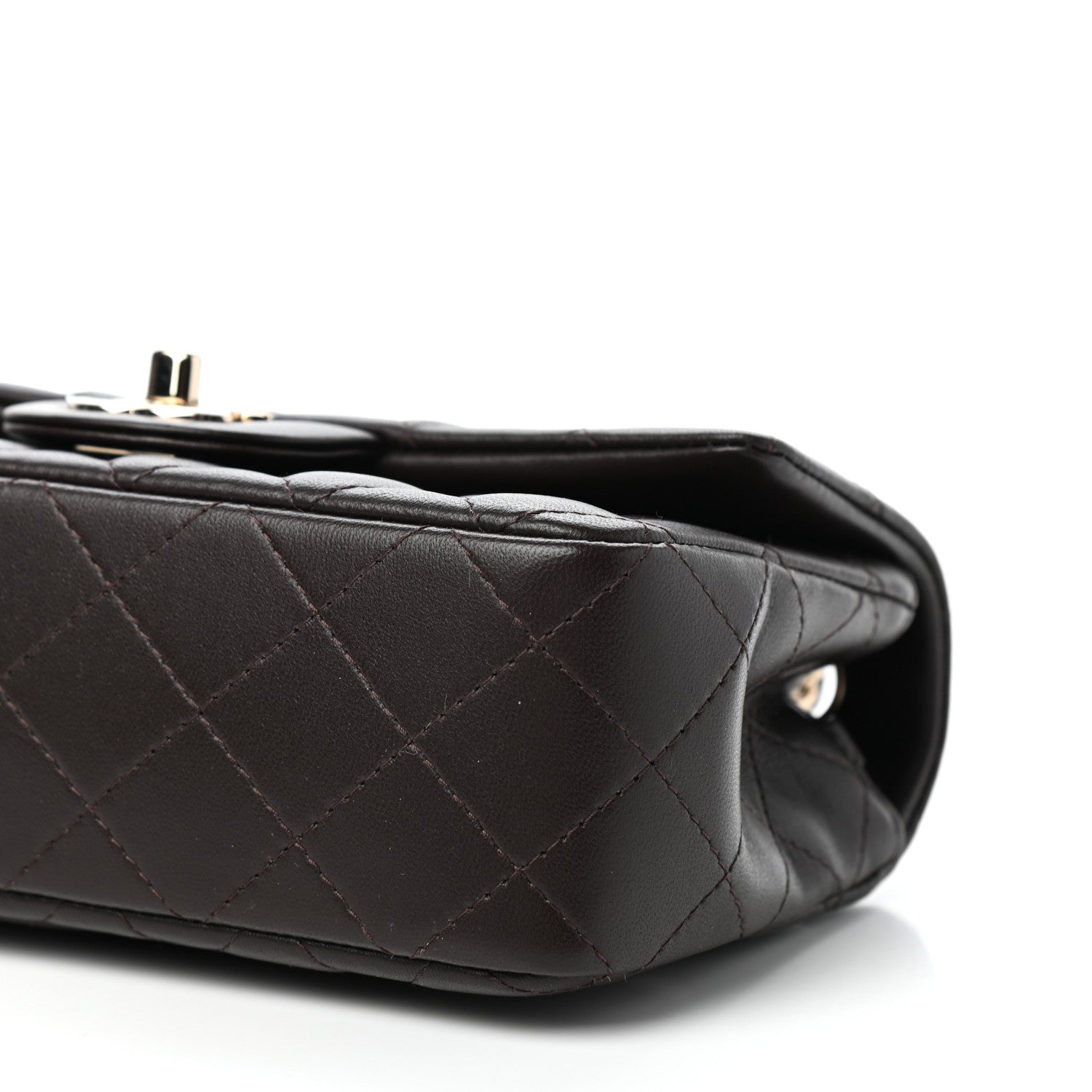 Chanel Lambskin Quilted Mini Rectangular Flap Dark Brown 9 of 11