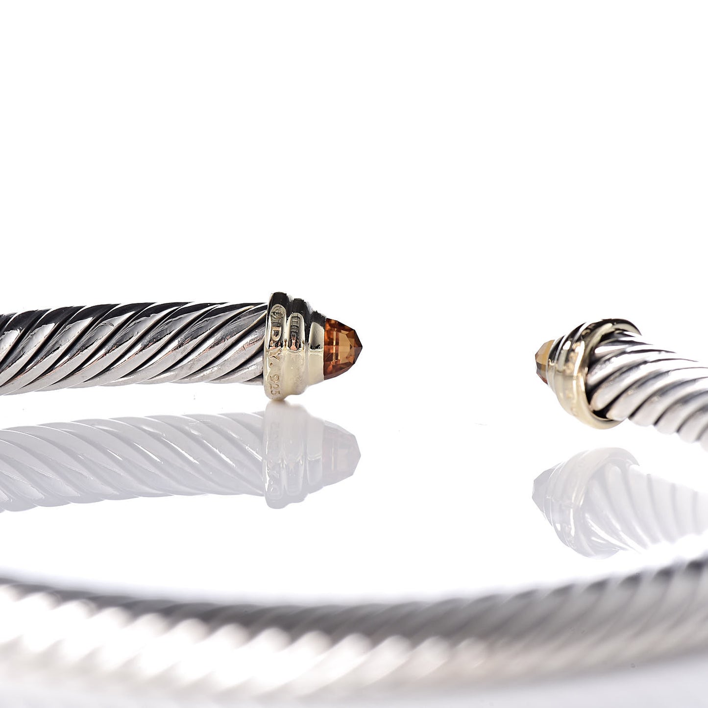 Sterling Silver 14K Yellow Gold Citrine 5mm Cable Classics Petite Color Bracelet