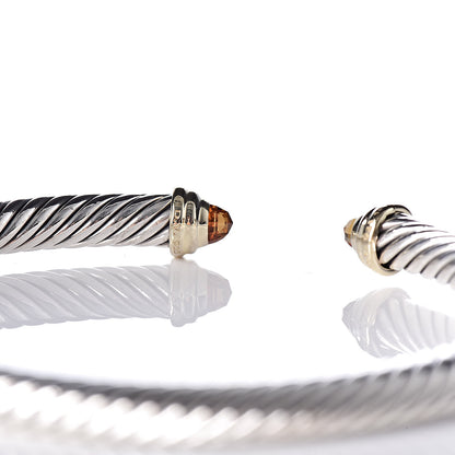 David Yurman Sterling Silver 14K Yellow Gold Citrine 5mm Cable Classics Petite Color Bracelet 4 of 5