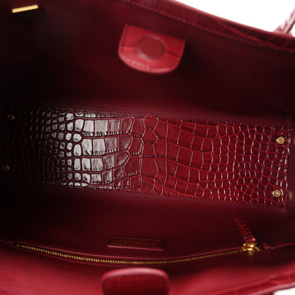 Chanel Calfskin Crocodile Embossed Archetype Small Shopping Tote Burgundy 5 of 11