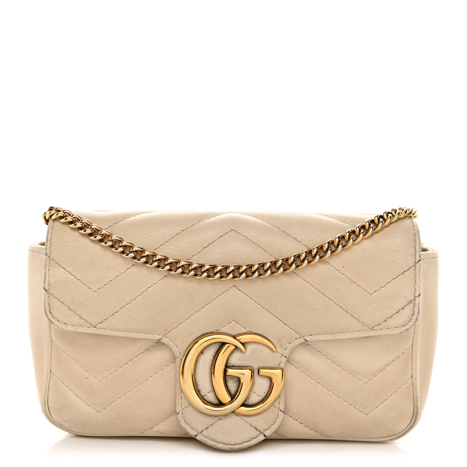 Gucci Calfskin Matelasse Super Mini GG Marmont Shoulder Bag White 1 of 16