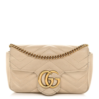 Gucci Calfskin Matelasse Super Mini GG Marmont Shoulder Bag White 1 of 16