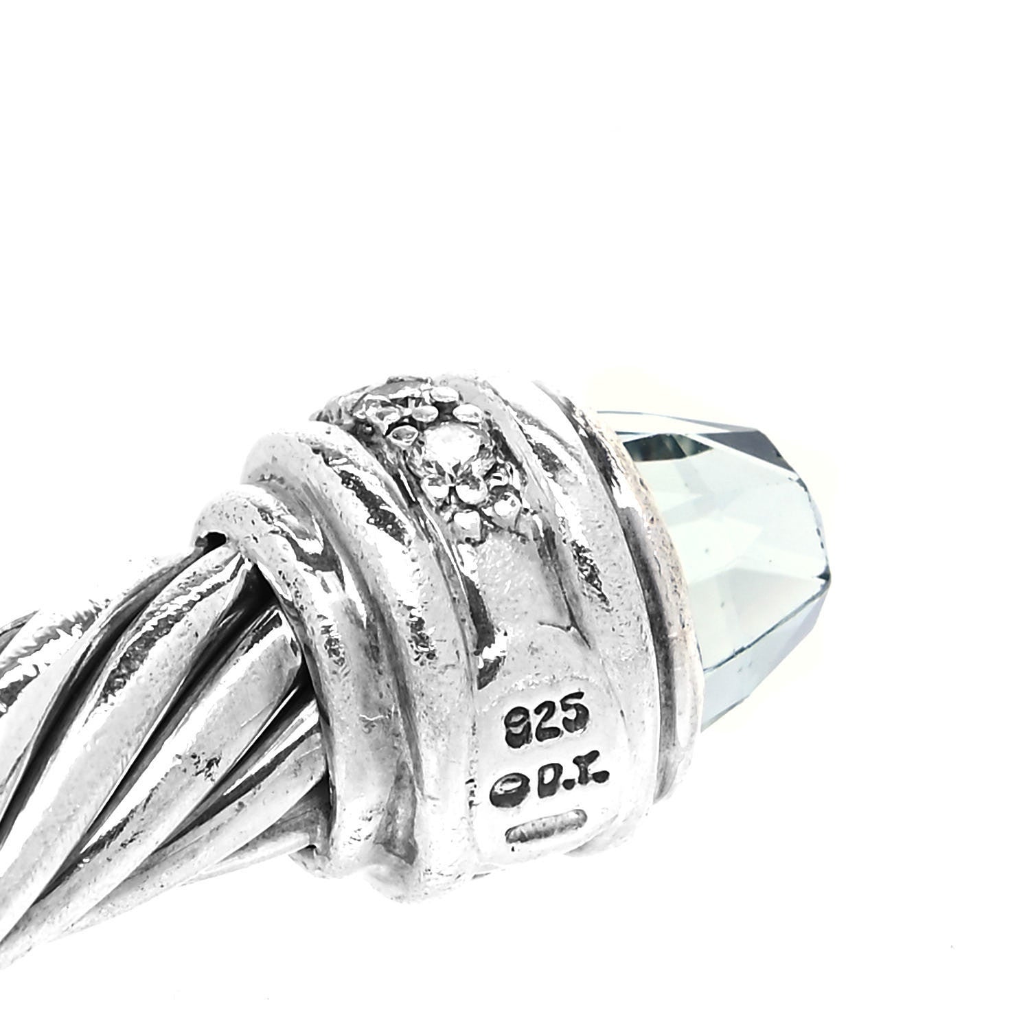 David Yurman Sterling Silver Diamond Prasiolite 7mm Cable Classics Bracelet 5 of 5