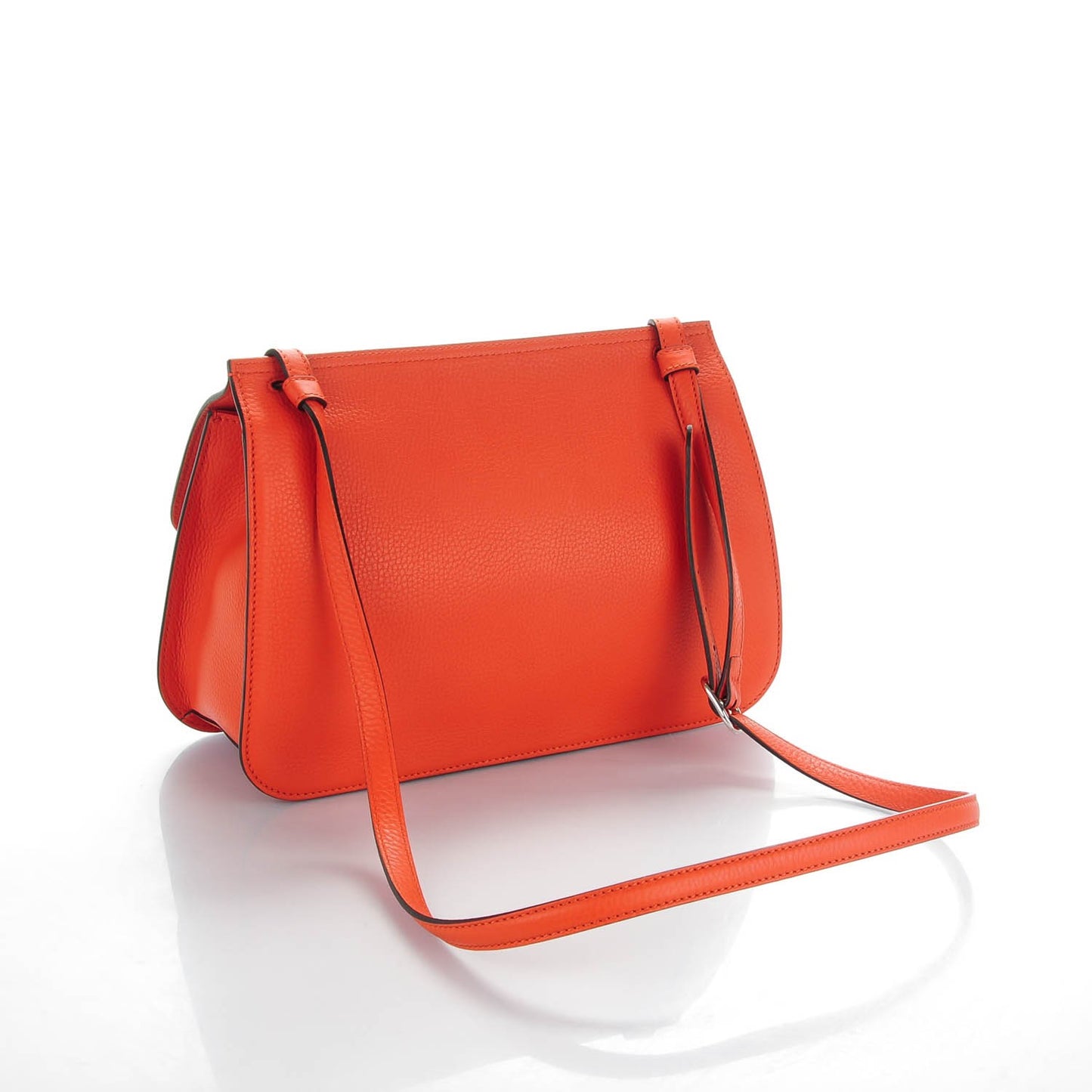 Cellarius Calfskin Medium Bamboo Daily Flap Shoulder Bag New Dark Orange