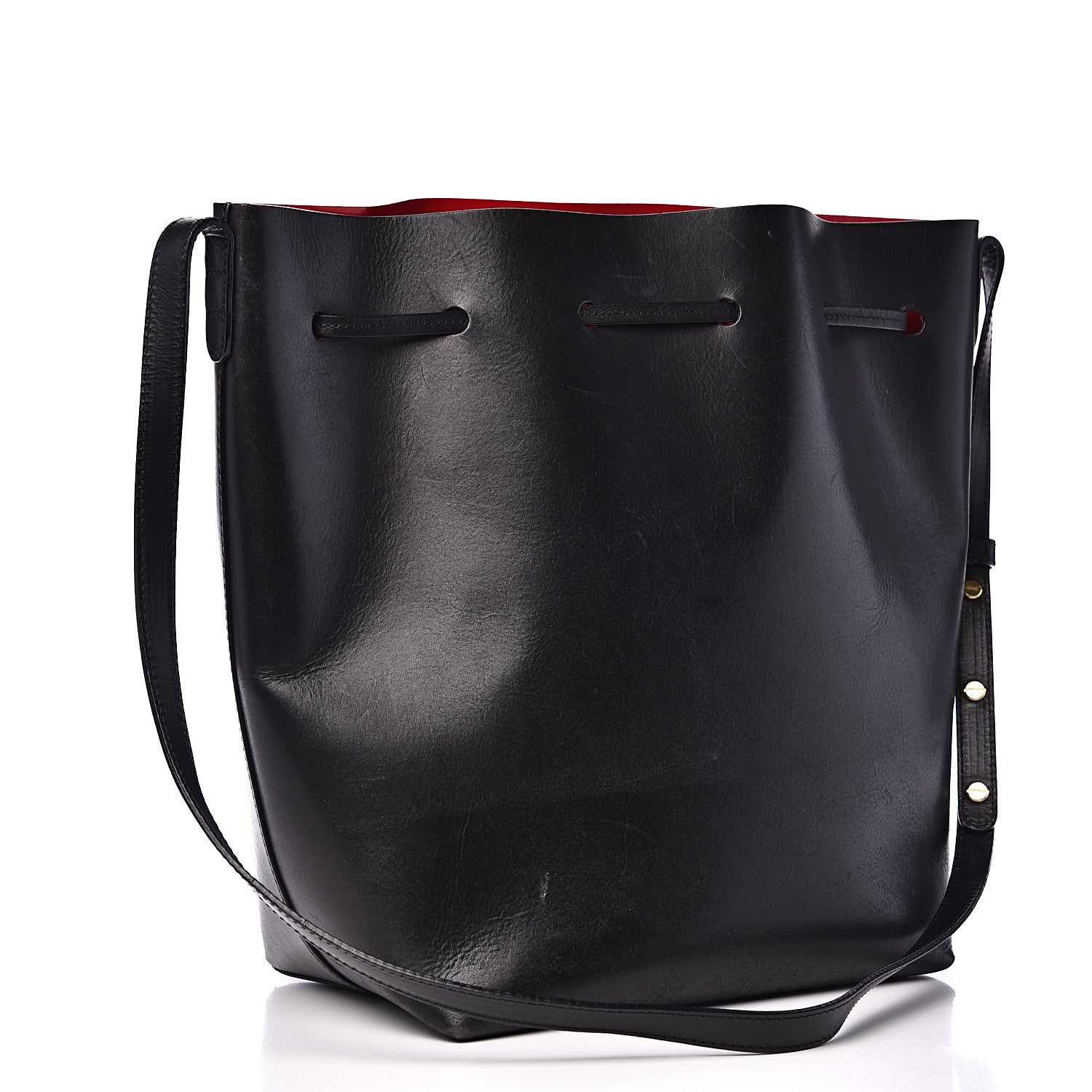 Mansur Gavriel Vegetable Tanned Calfskin Bucket Bag Black Flamma 3 of 17
