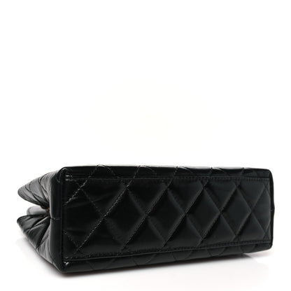 Chanel Shiny Aged Calfskin Quilted Nano Kelly Shopper Black 4 of 11