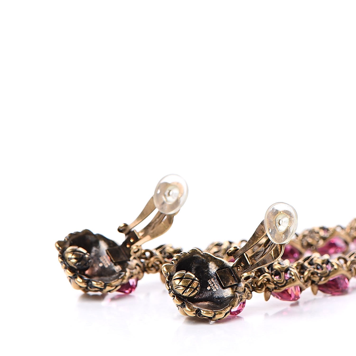 Gucci Crystal Metal Lionhead Drop Earrings Rosa Aged Gold 3 of 4