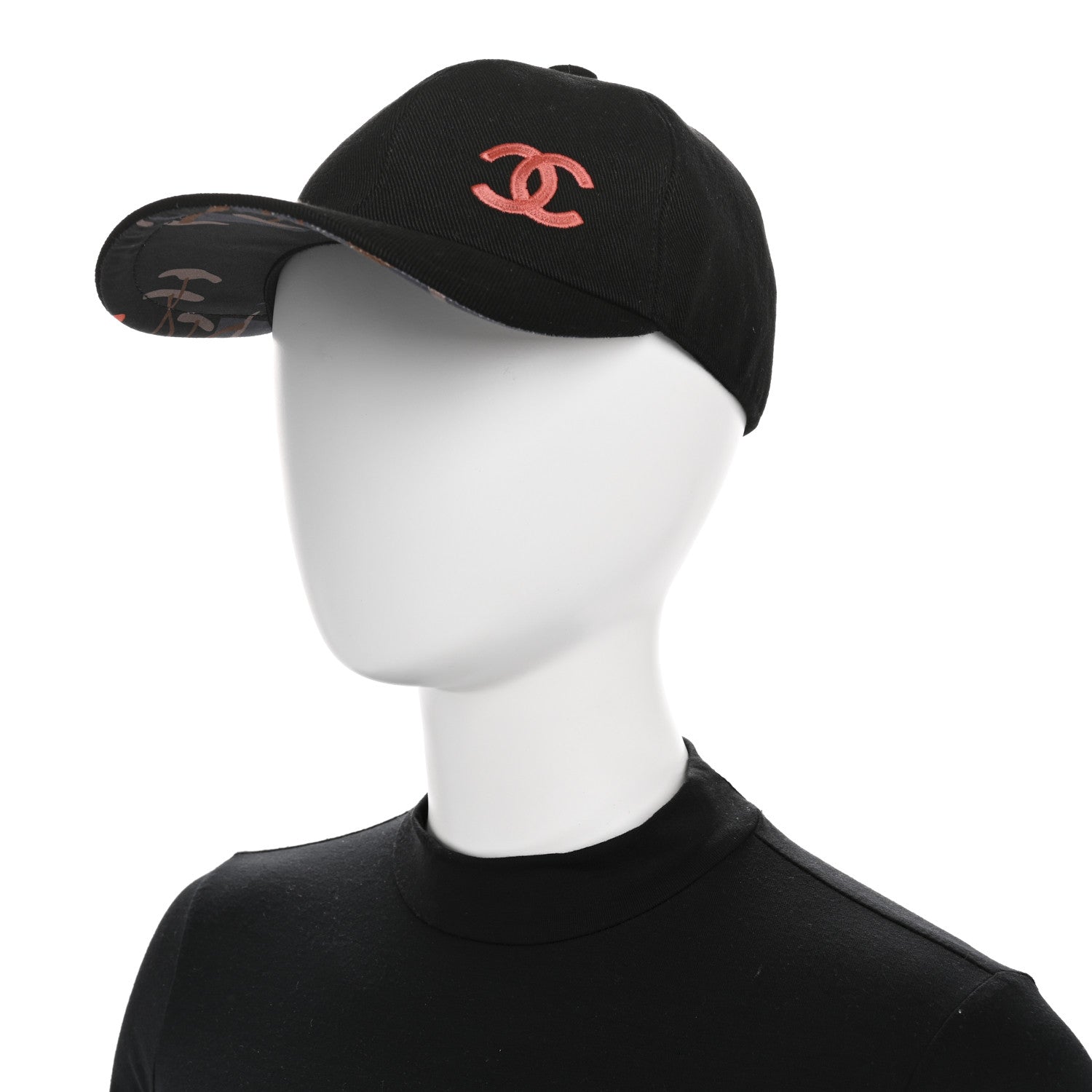 Chanel Cotton CC Cap Hat Black Coral 2 of 8