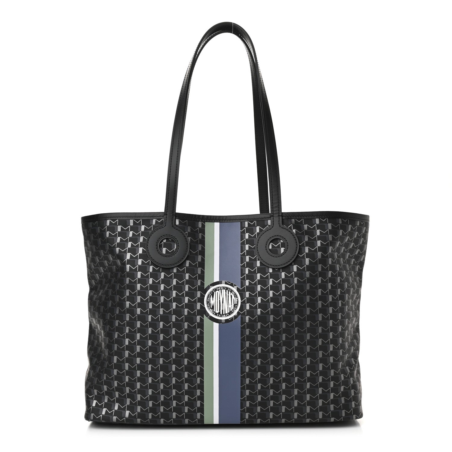 Moynat Grained Calfskin Canvas 1920 Oh! Tote Ruban MM Carbon Silver 1 of 12