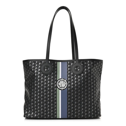 Moynat Grained Calfskin Canvas 1920 Oh! Tote Ruban MM Carbon Silver 1 of 12
