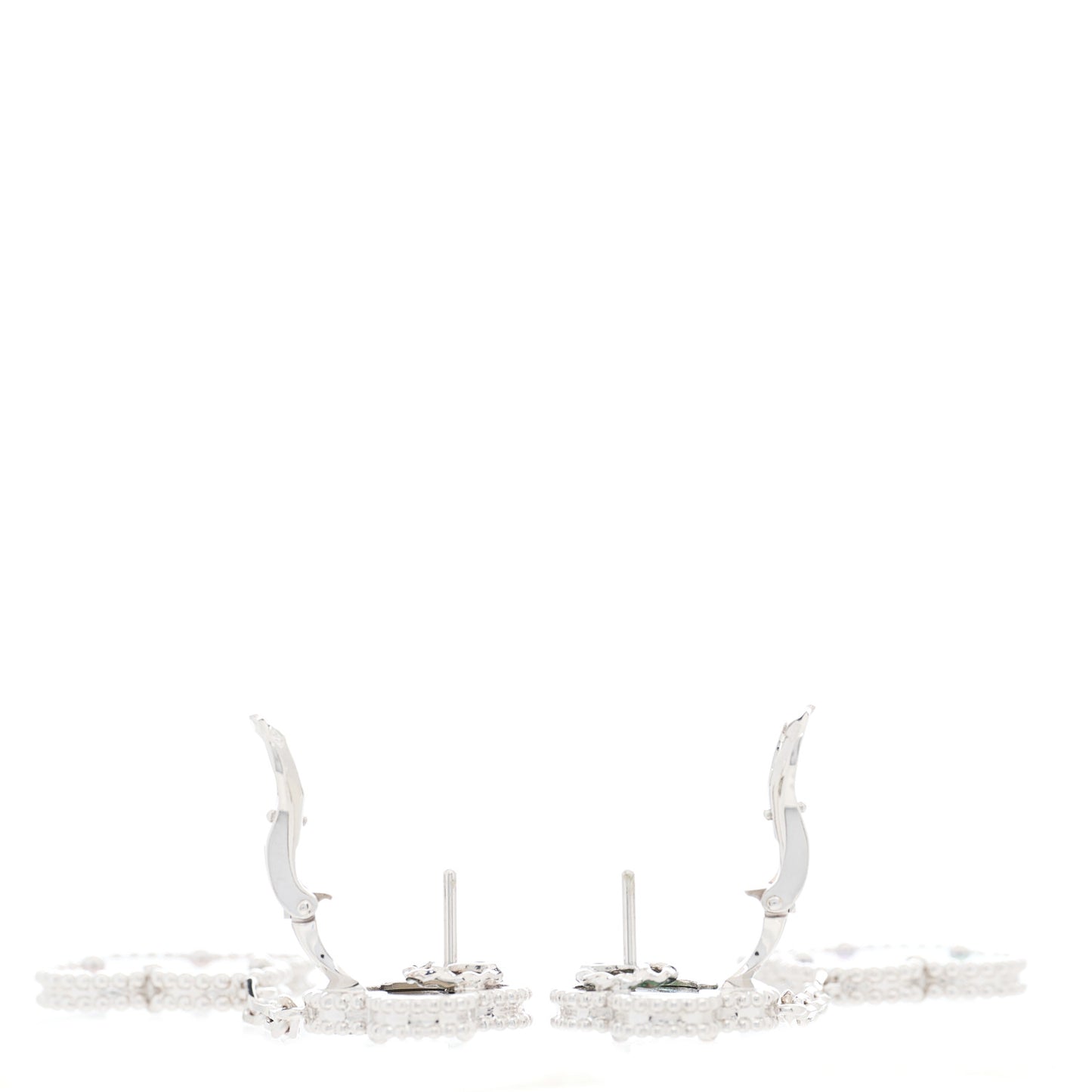 18K White Gold Gray Mother of Pearl 2 Motifs Magic Alhambra Earrings