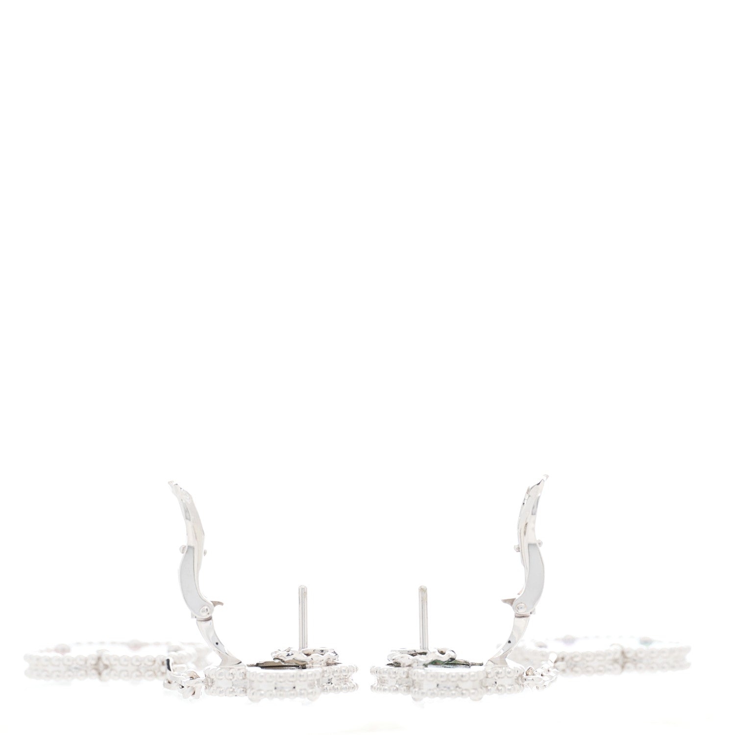 Van Cleef & Arpels 18K White Gold Gray Mother of Pearl 2 Motifs Magic Alhambra Earrings 3 of 4