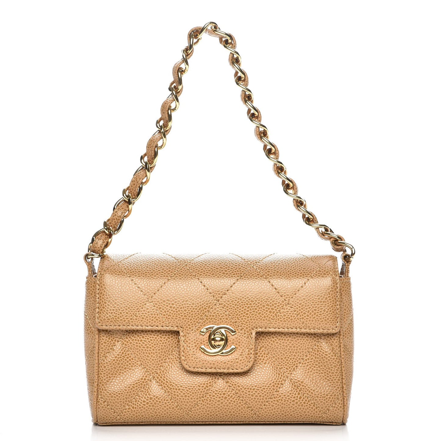 Caviar Quilted Handbag Dark Beige