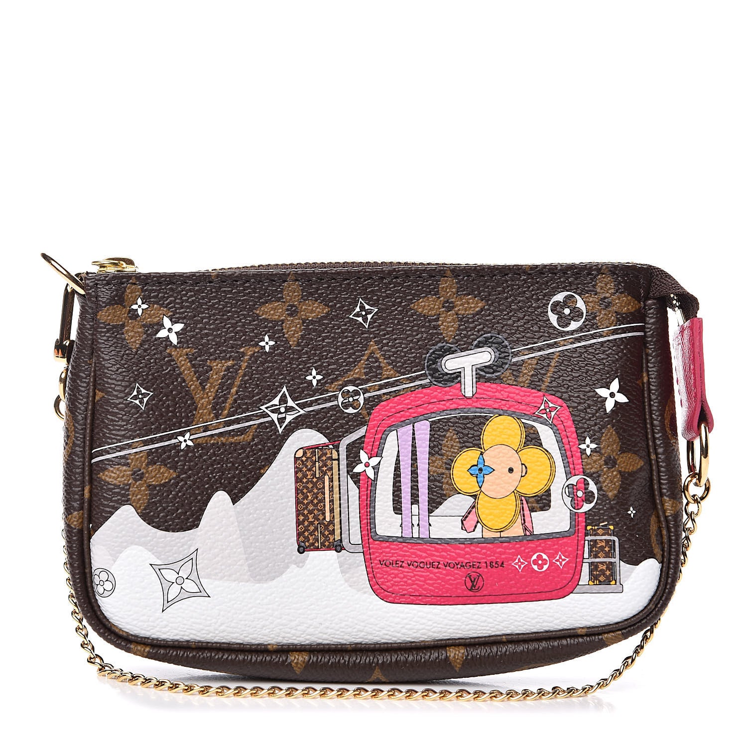 Louis Vuitton Monogram 2019 Christmas Animation Mini Courchevel Pochette Accessories Fuchsia 1 of 10