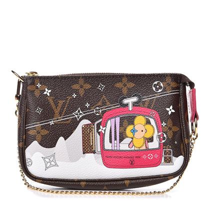 Louis Vuitton Monogram 2019 Christmas Animation Mini Courchevel Pochette Accessories Fuchsia 1 of 10