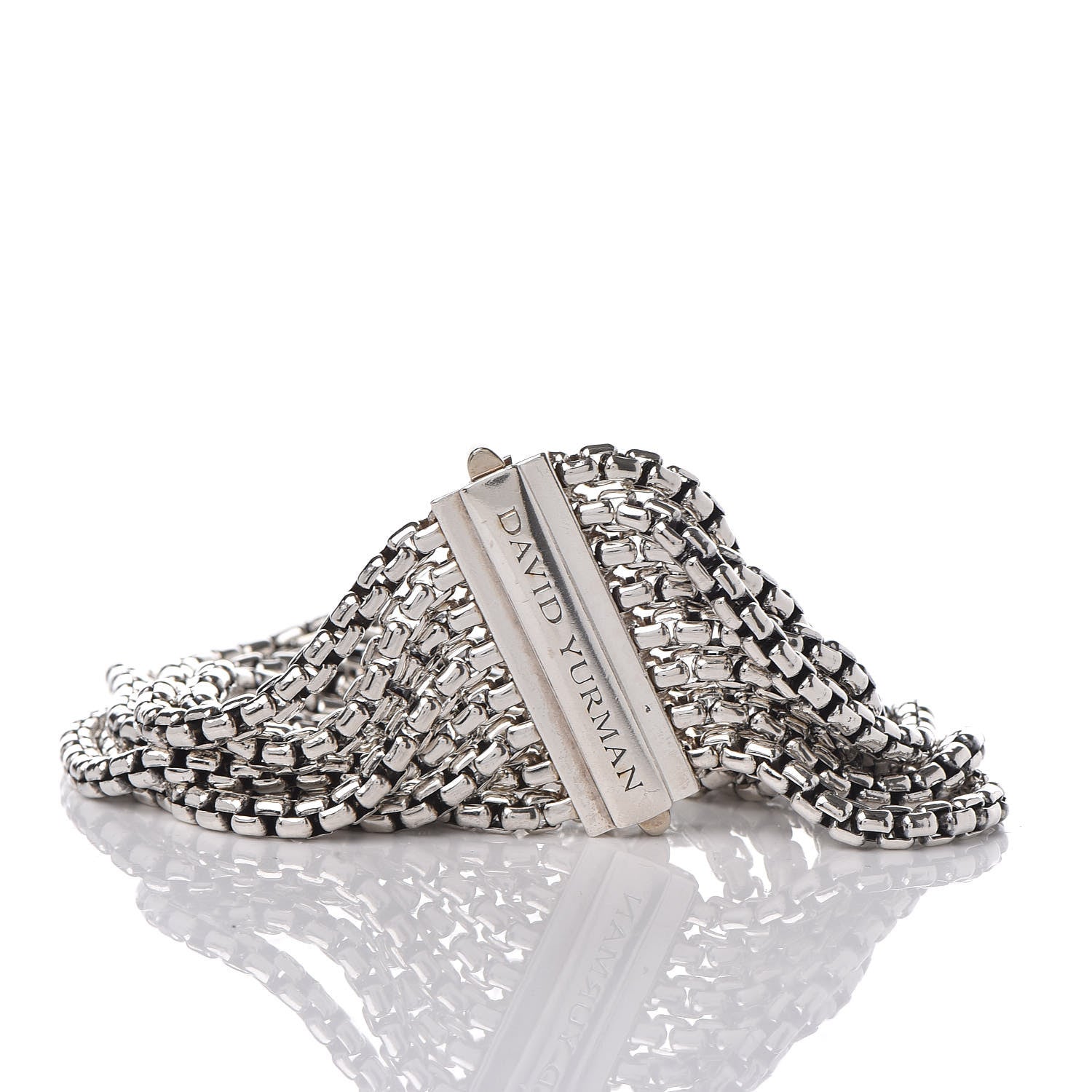 David Yurman Sterling Silver Eight-Row Box Chain Bracelet 4 of 5