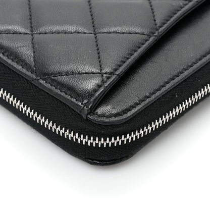 Chanel Lambskin Quilted Large Gusset Zip Around Wallet Black 14 of 18