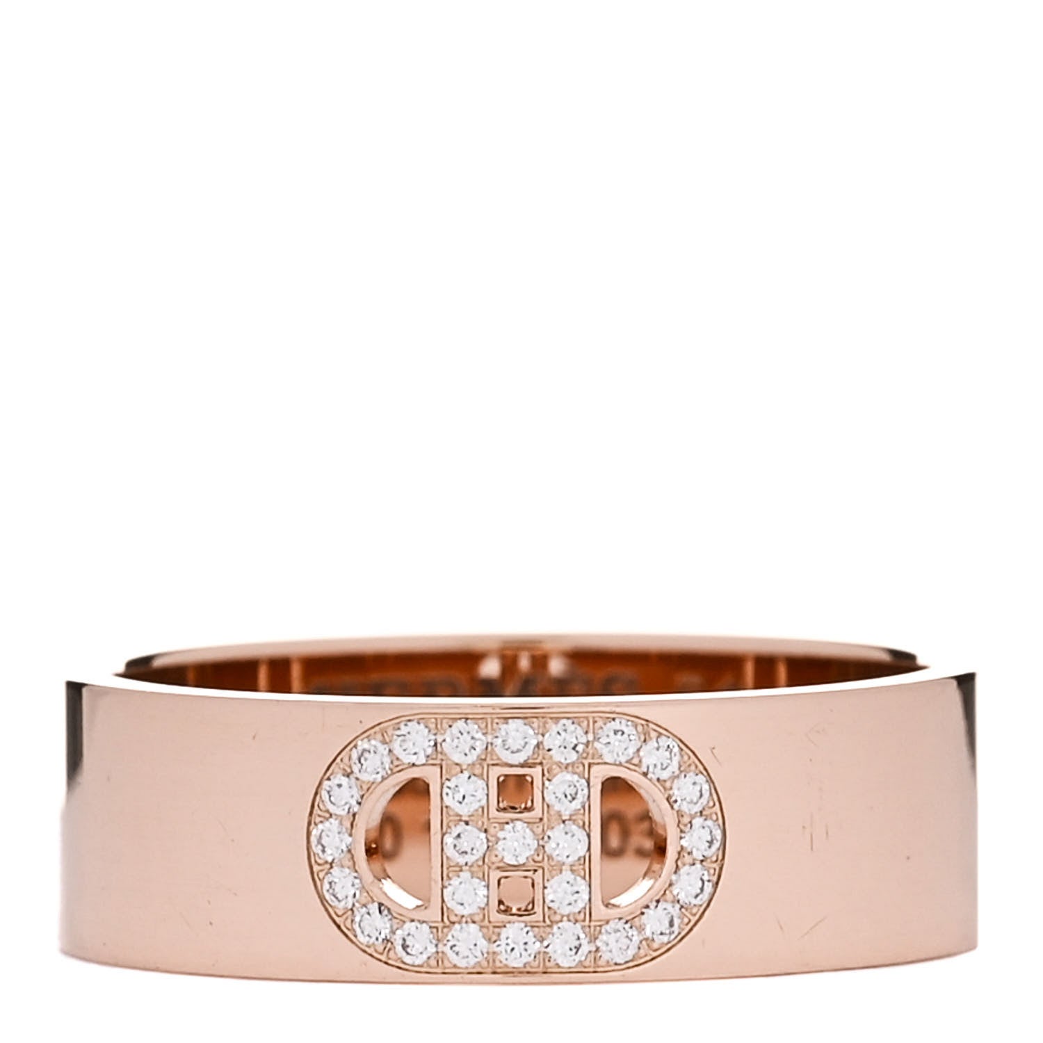Hermes 18K Rose Gold Diamond PM H D'Ancre Ring 51 5.75 1 of 4