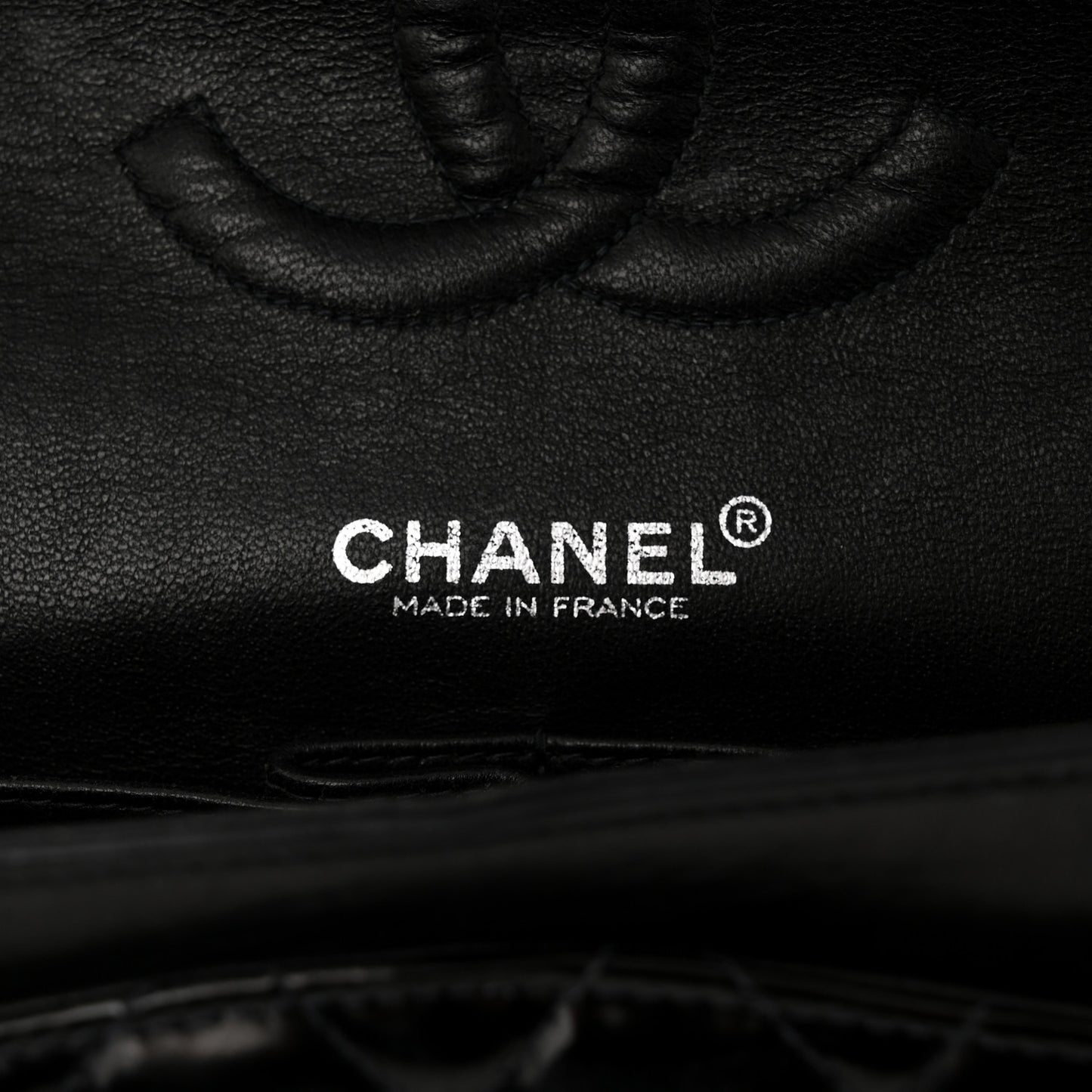 Patent Quilted Medium Double Flap Black