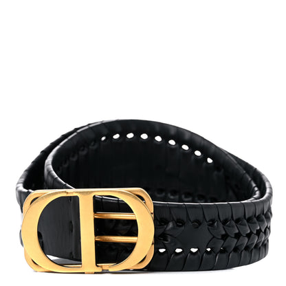Christian Dior Calfskin Braided 30 Montaigne Belt 75 Black 1 of 7