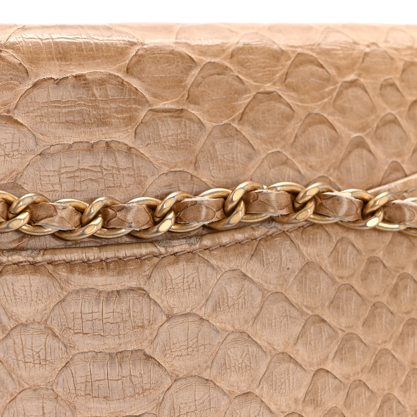 Snakeskin Wallet On Chain WOC Beige