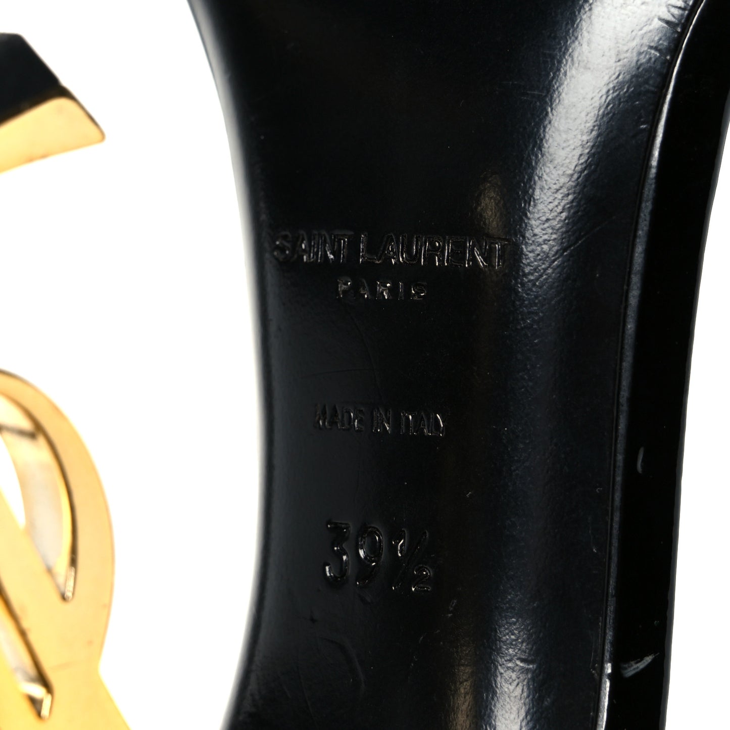 Patent Calfskin Opyum 110 Sandals 39.5 Black Gold