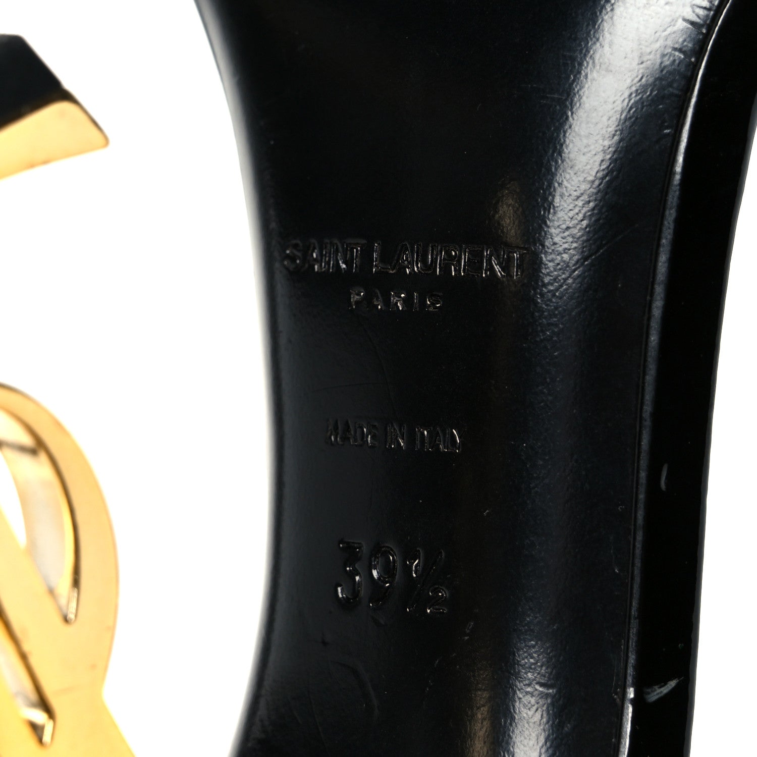 Saint Laurent Patent Calfskin Opyum 110 Sandals 39.5 Black Gold 8 of 10