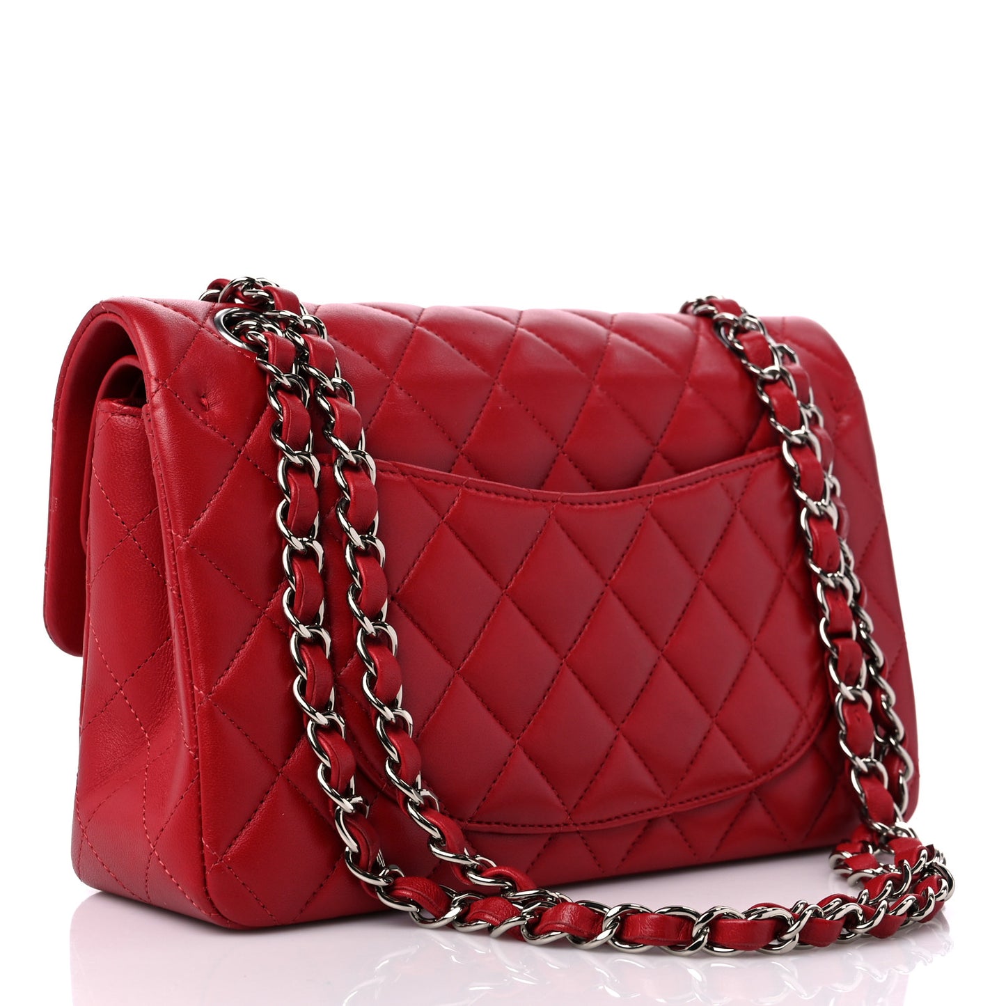 Lambskin Quilted Small Double Flap Red