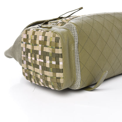 Chanel Tweed Canvas Cuba Pocket Backpack Khaki 8 of 12