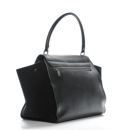 Celine Drummed Calfskin Suede Large Trapeze Black 3 of 9