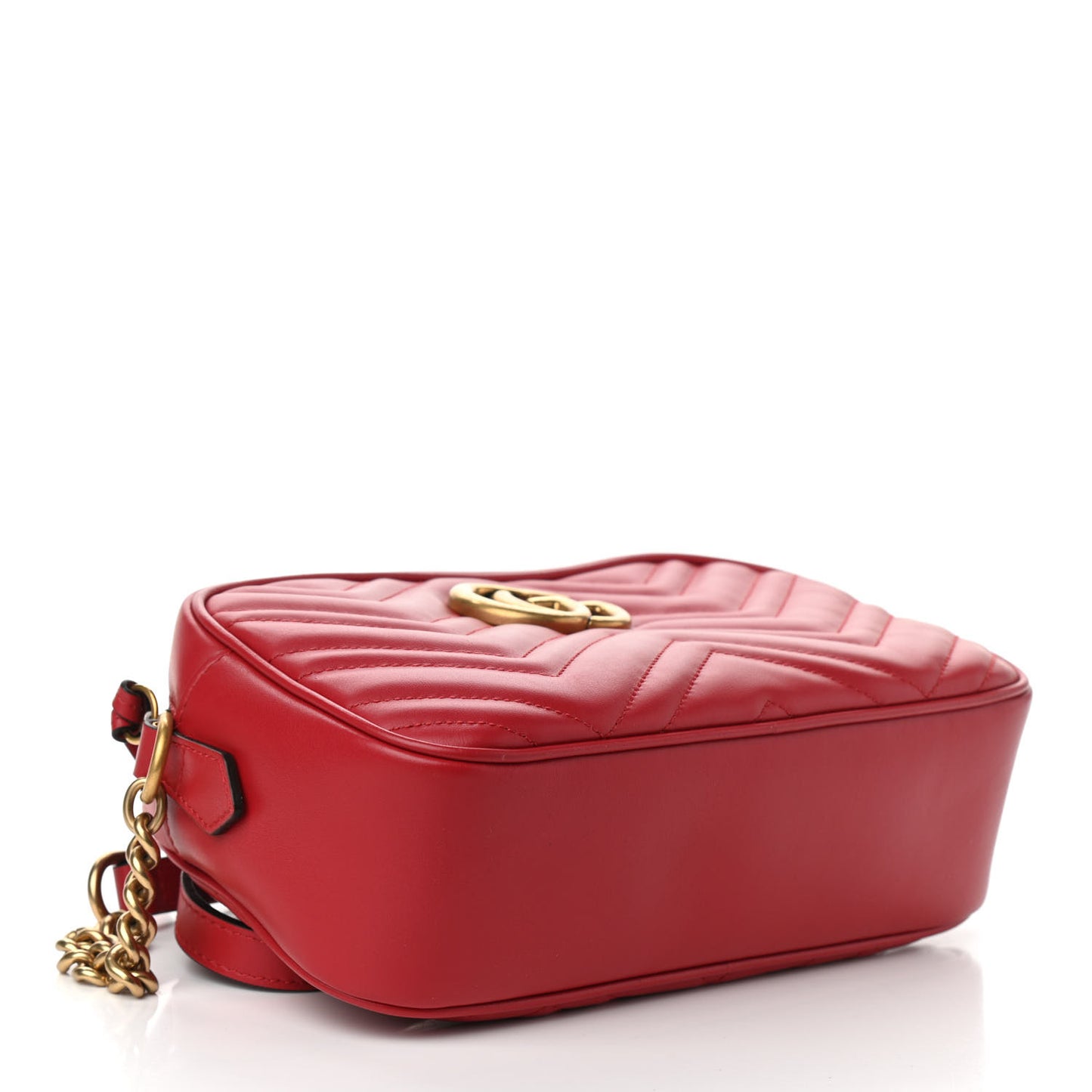 Calfskin Matelasse Small GG Marmont Chain Shoulder Bag Hibiscus Red