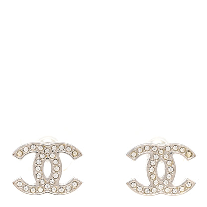 Chanel Crystal Timeless CC Earrings Silver 1 of 4