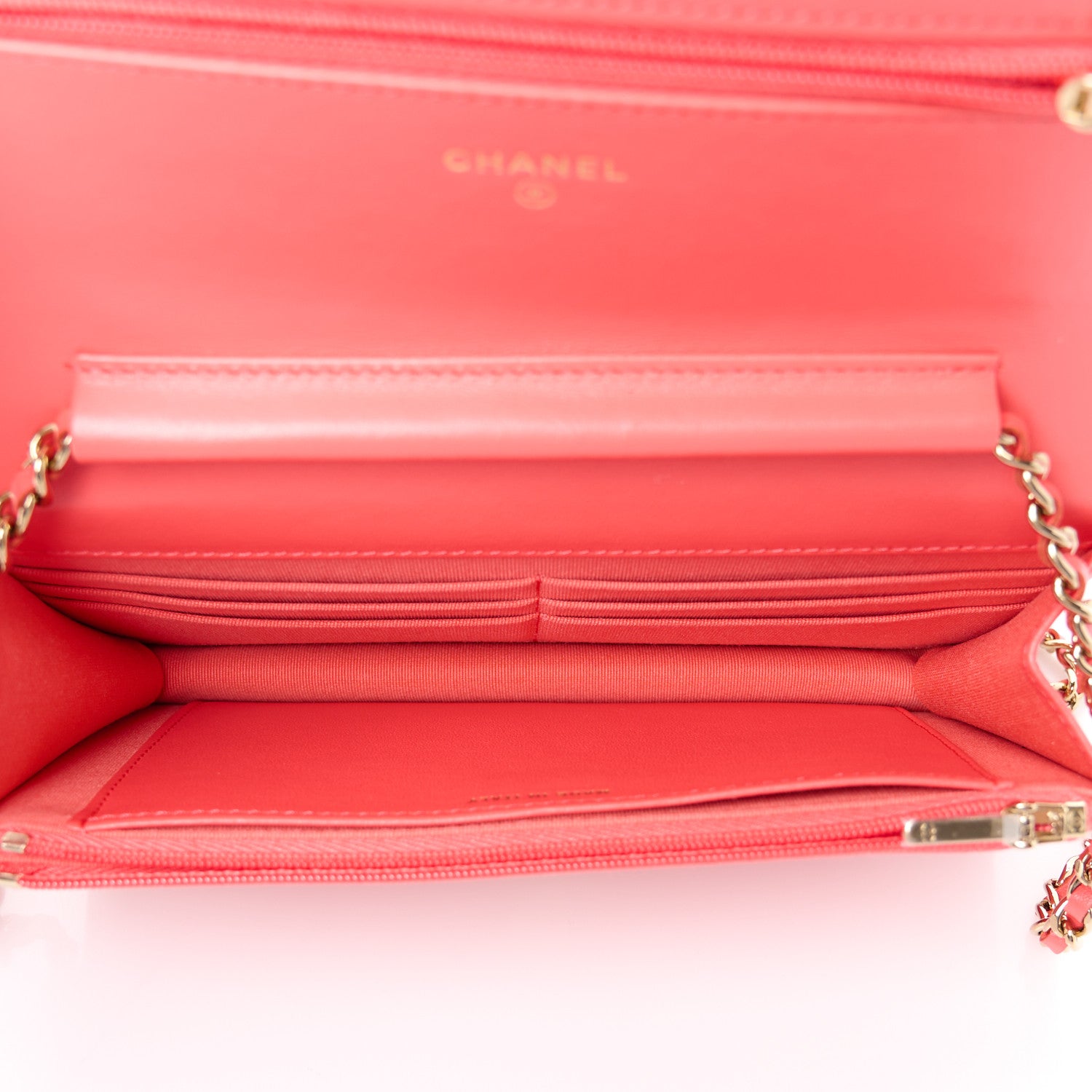 Chanel Lambskin Quilted Wallet On Chain WOC Coral 5 of 12