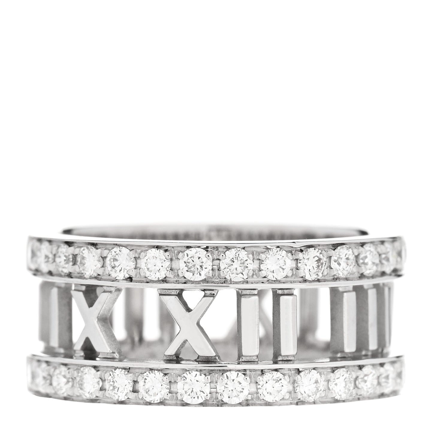 18K White Gold Diamond Wide Atlas Open Ring 54 7