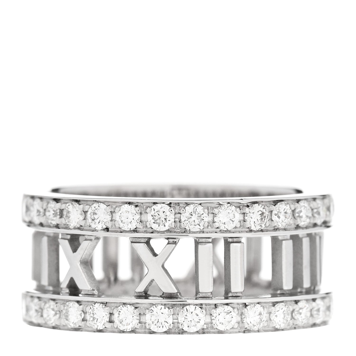 Tiffany 18K White Gold Diamond Wide Atlas Open Ring 54 7 1 of 5