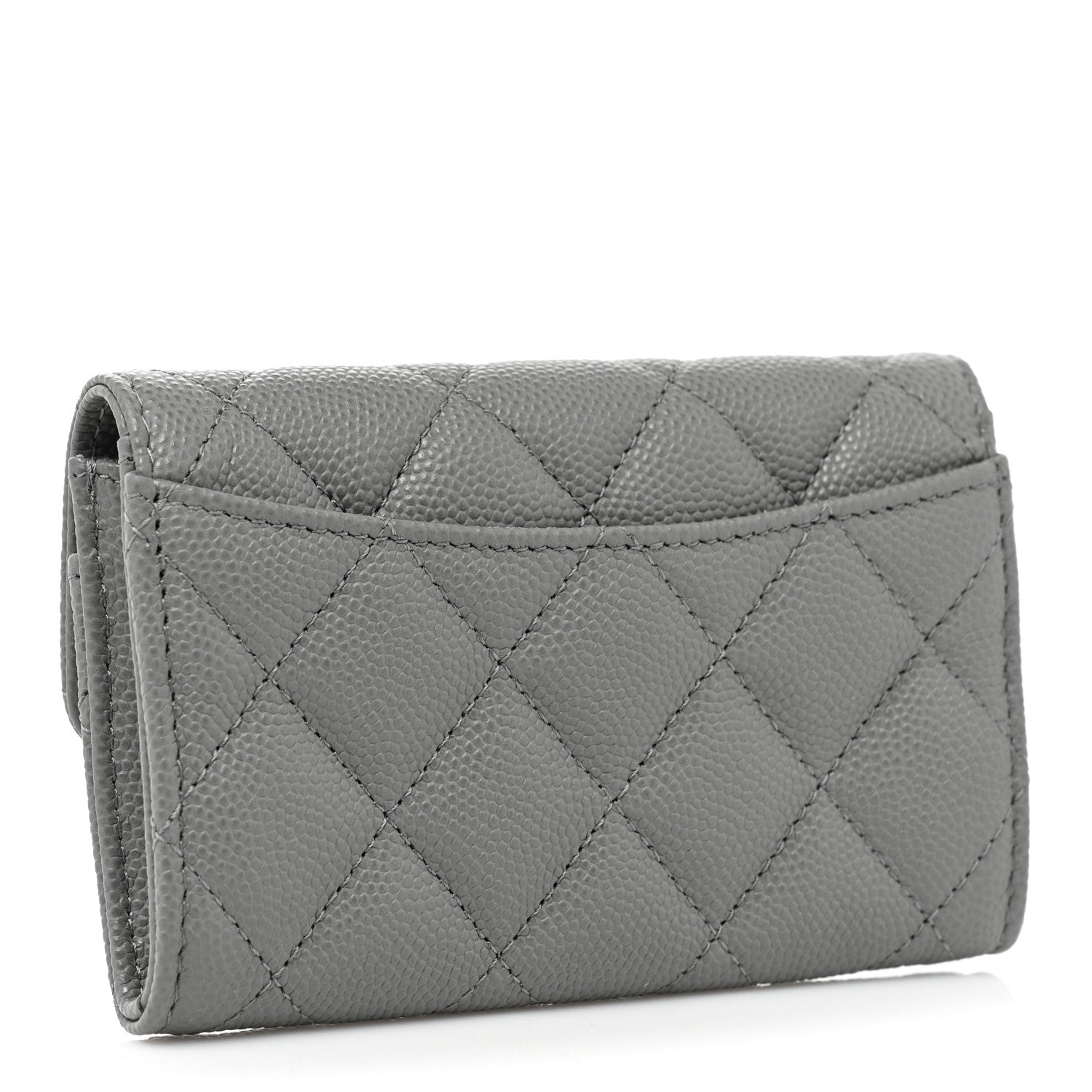 Chanel Caviar Quilted Flap Card Holder Wallet Dark Grey 3 of 9