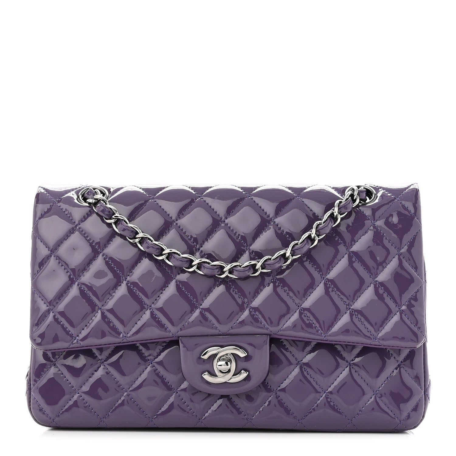Chanel Patent Quilted Medium Double Flap Light Purple 1 of 11