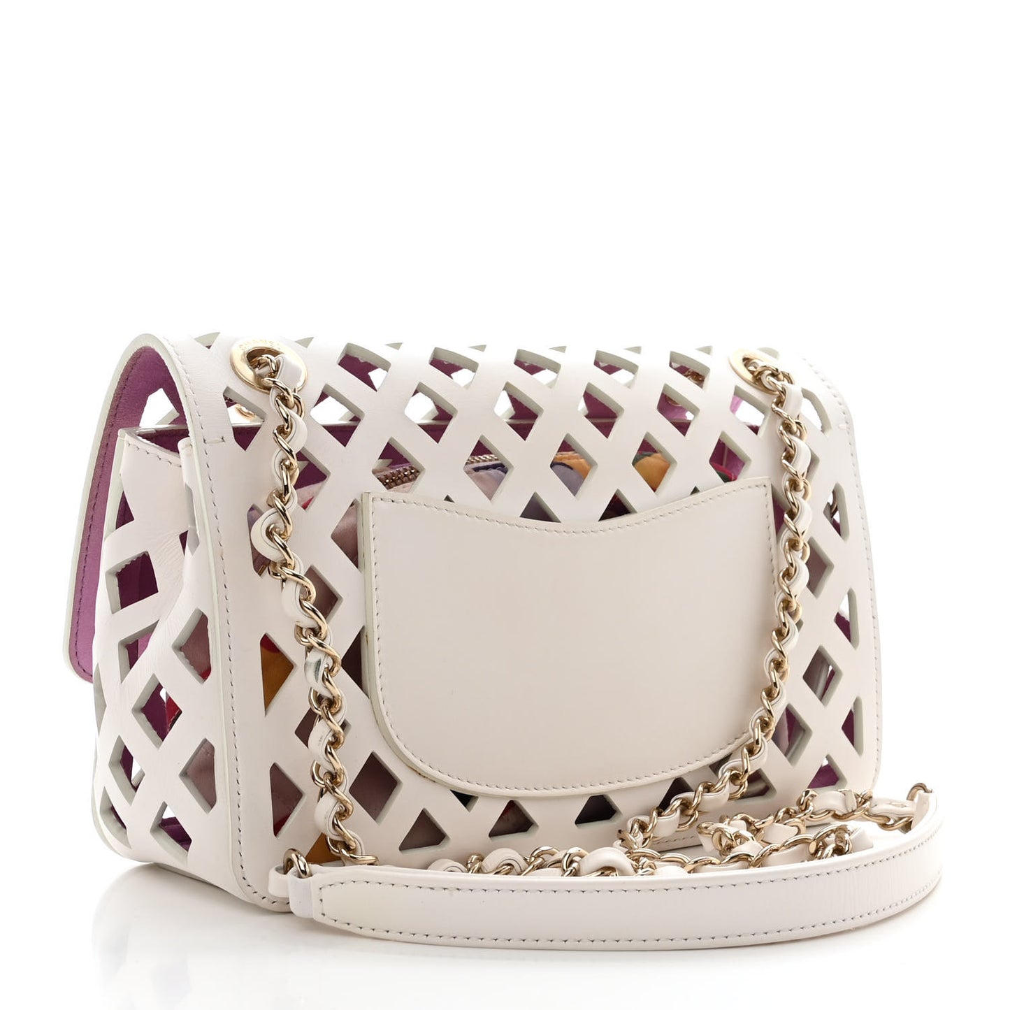 Lambskin Small Sea Through Flap White Multicolor