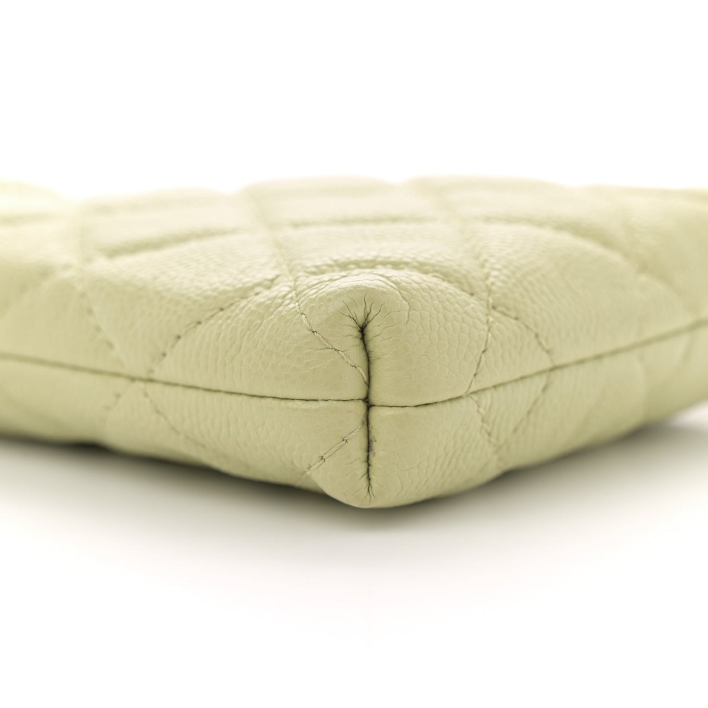 Caviar Quilted French New Wave Phone Holder With Chain Light Green