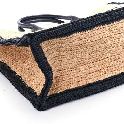 Saint Laurent Raffia Calfskin Rive Gauche Tote Naturale Black 7 of 8