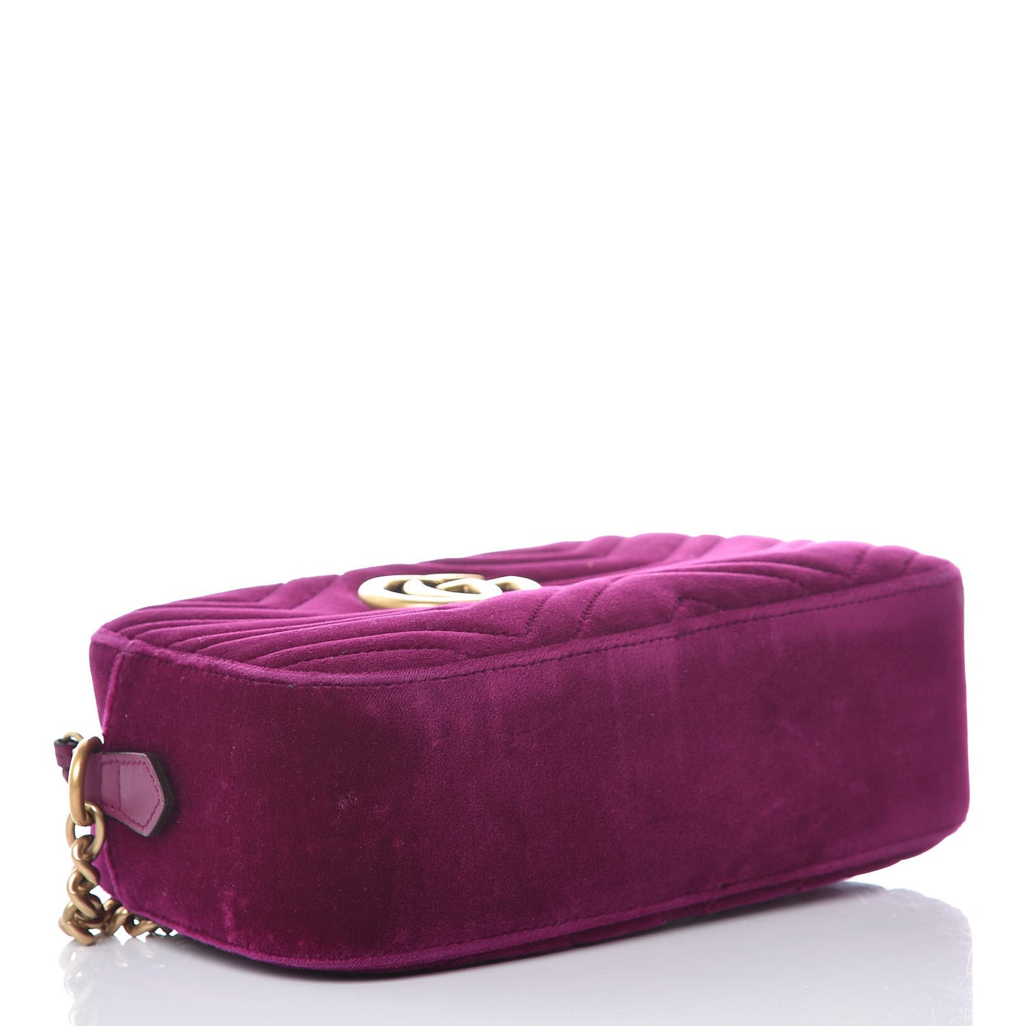 Velvet Matelasse Small GG Marmont Chain Shoulder Bag Fuchsia Violet Cyclamen