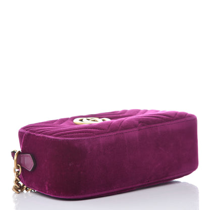 Gucci Velvet Matelasse Small GG Marmont Chain Shoulder Bag Fuchsia Violet Cyclamen 4 of 13